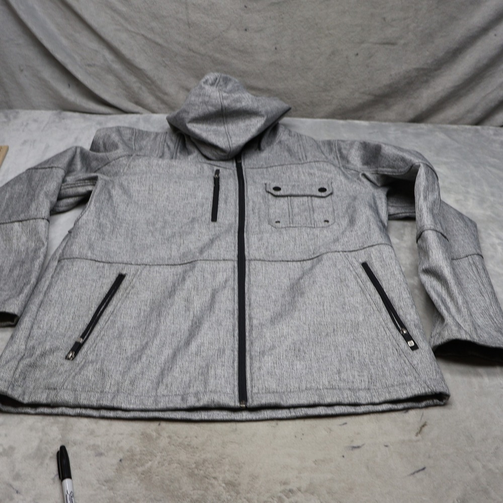 BKE Sport Jacket Mens XXL Grey Herringbone Full Zip Fleece Lined Outdoor Casual